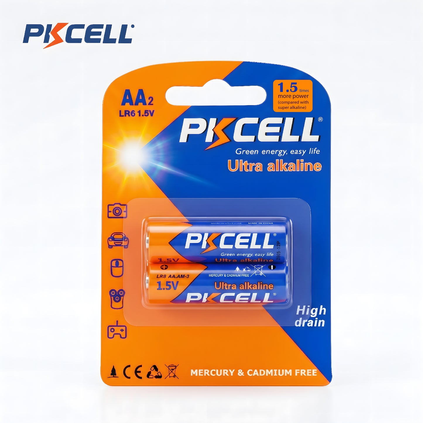 PKcell batería AA 1.5V Ultra Alcalina (2 piezas)