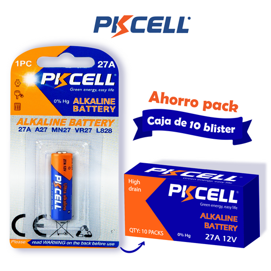 PKCell Caja de 10 baterías alcalina de 12V 27A