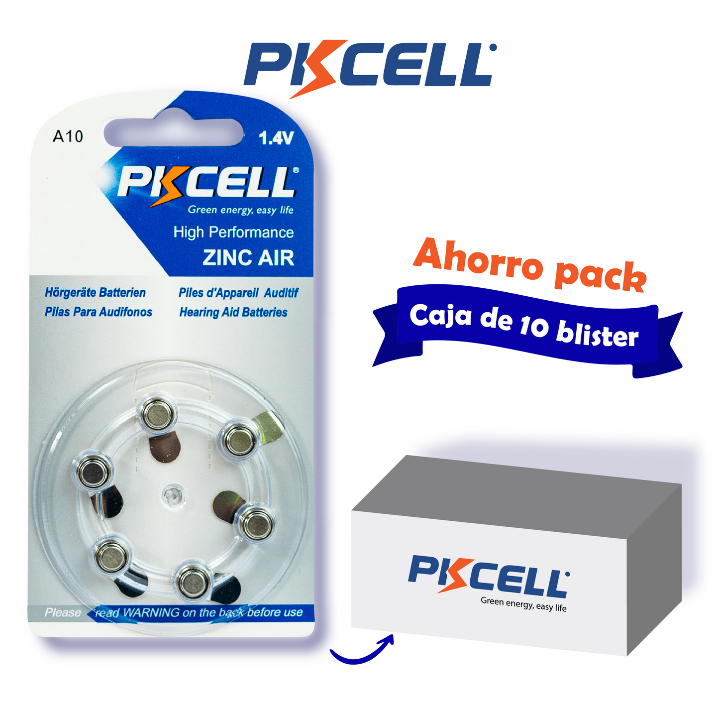 PKcell baterías zinc-aire A10