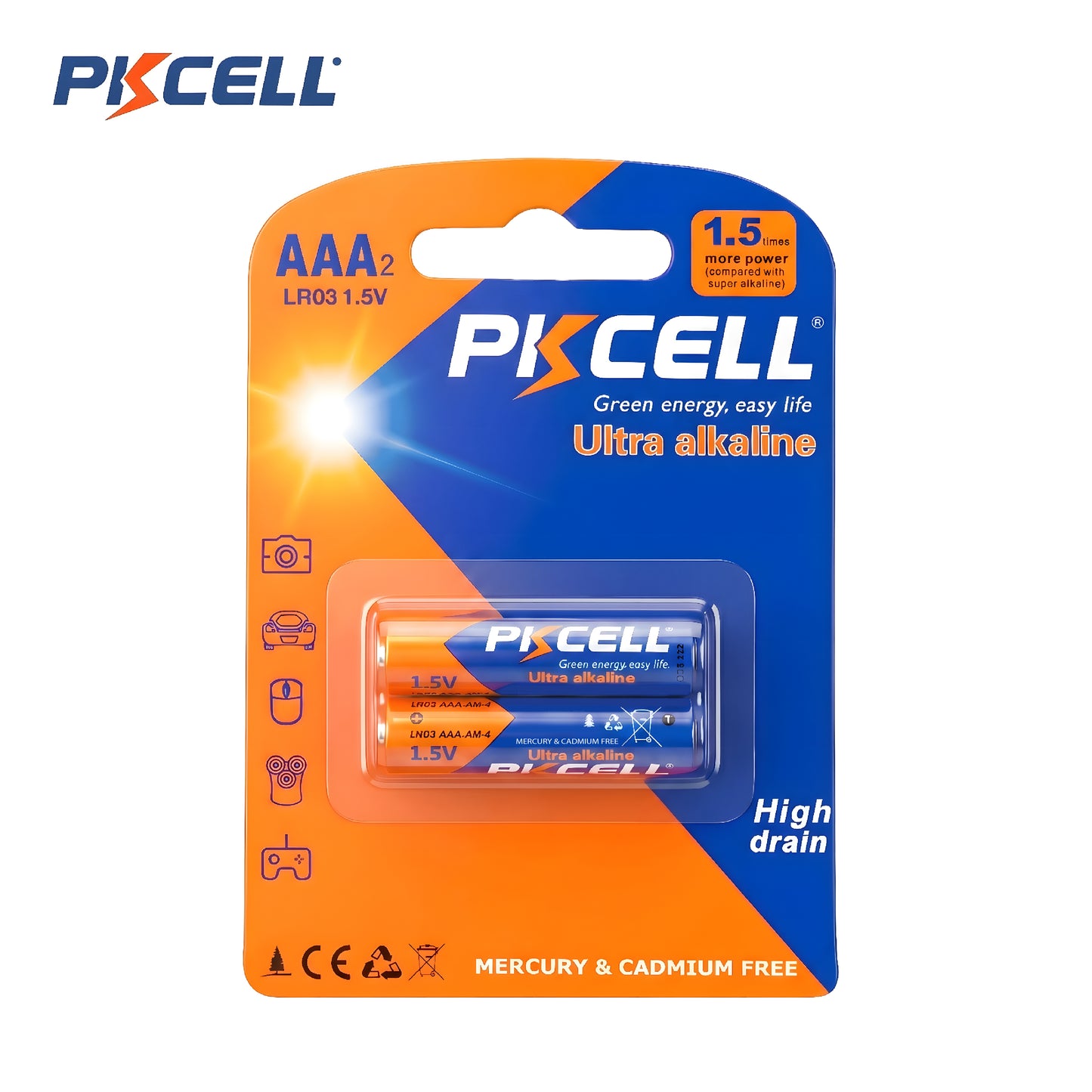 PKcell batería AAA 1.5V Ultra Alcalina (2 piezas)