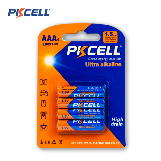 PKcell batería AAA 1.5V Ultra Alcalina (4 piezas)