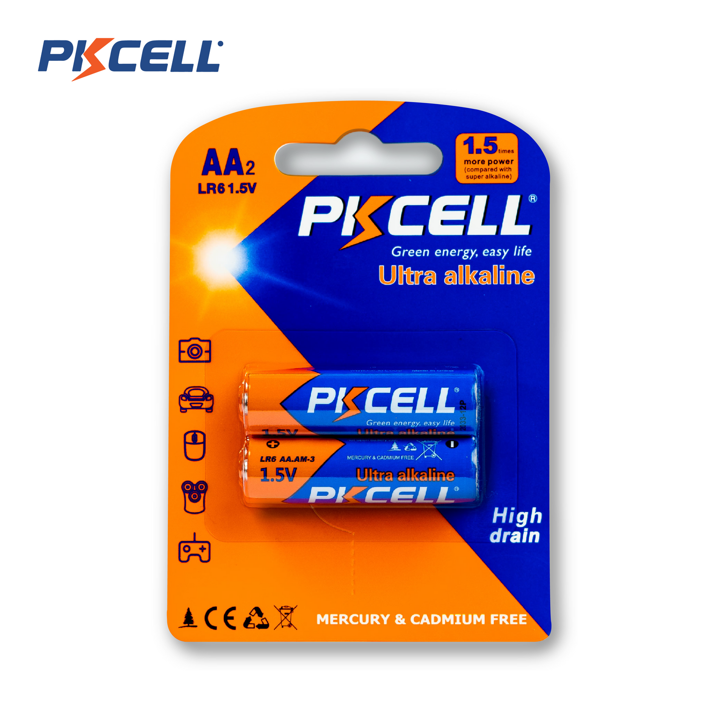 PKcell batería AA 1.5V Ultra Alcalina (2 piezas)