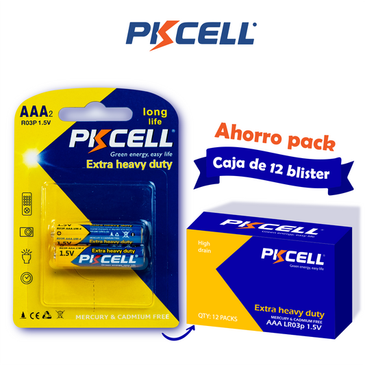 PKcell caja de 24 baterías AAA 1.5V (2 piezas)