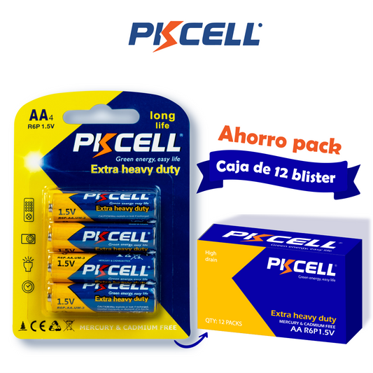 PKcell Caja de 48 baterías AA 1.5V (4 piezas)