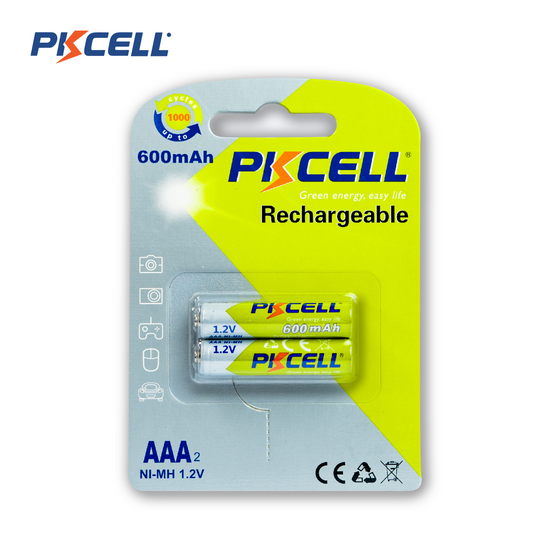 PKcell batería AAA recargable 1.2V 600mA NI-MH  (2 piezas)