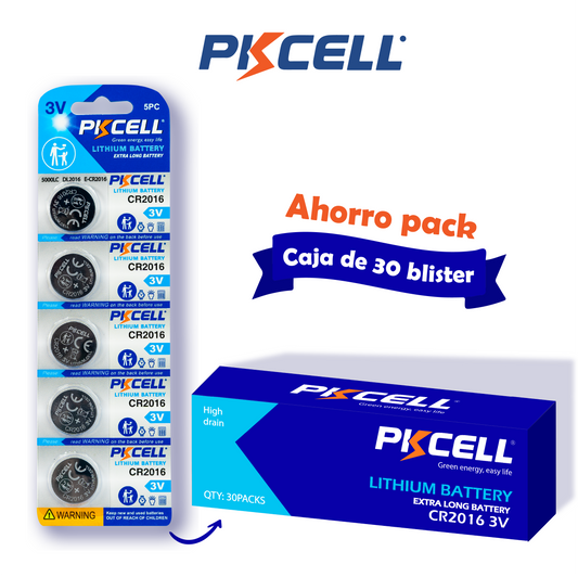PKCell caja de 150 baterías CR2016 3V Litio