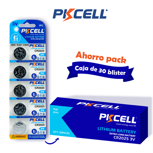 PKCell caja de 150 baterías CR2025 3V Litio