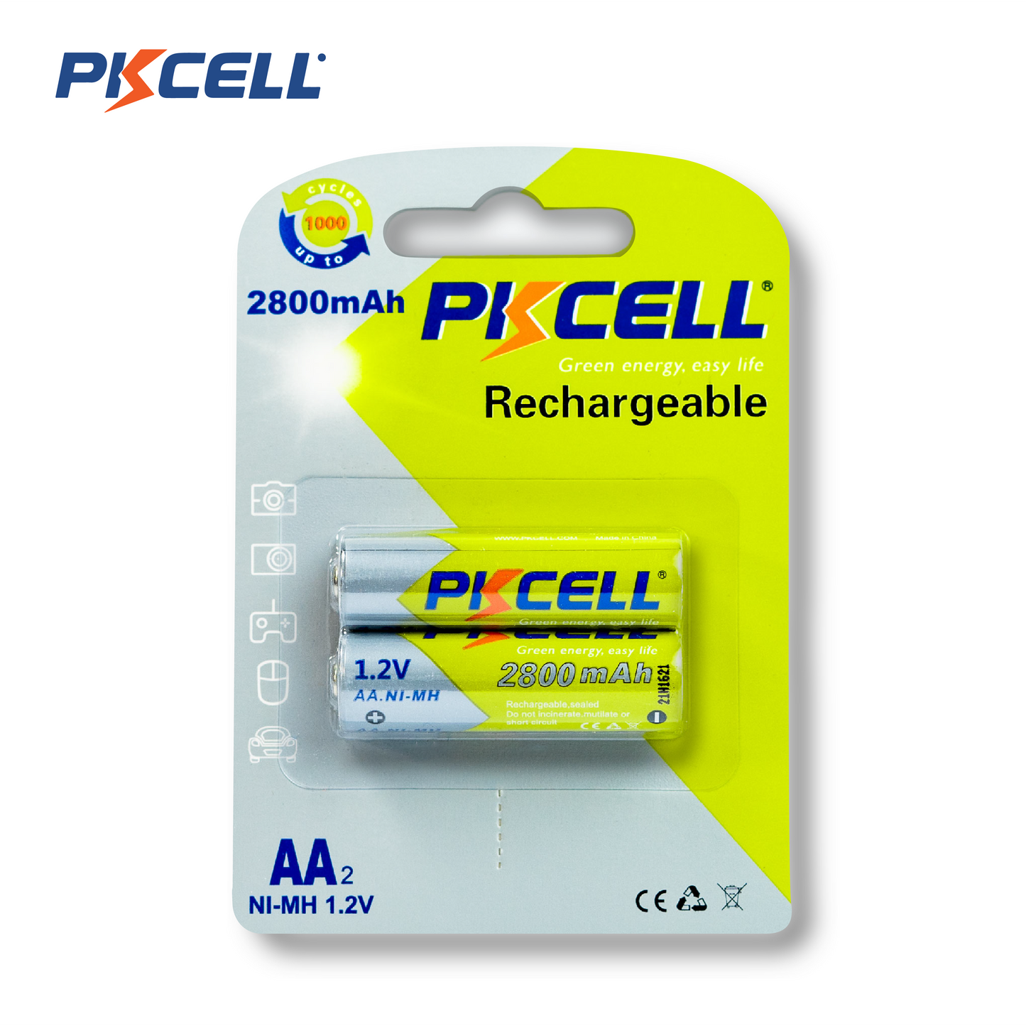 PKcell batería recargable AA 2800mAh (2 piezas)