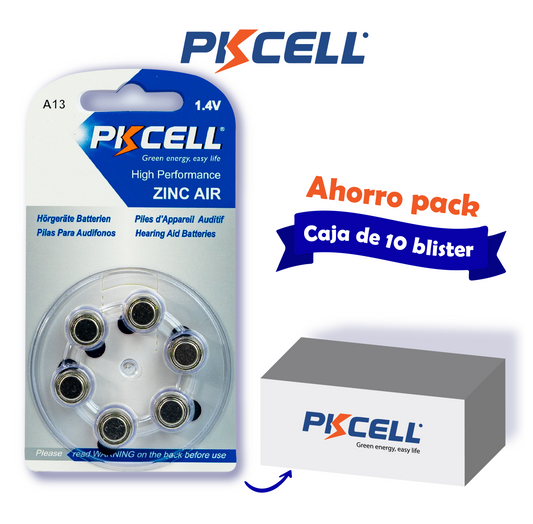 PKcell caja de 60 baterías de zinc-aire A13